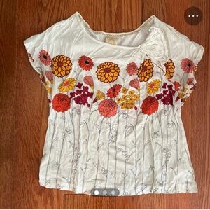 Anthropologie Ric Rac white cotton blouse sz M